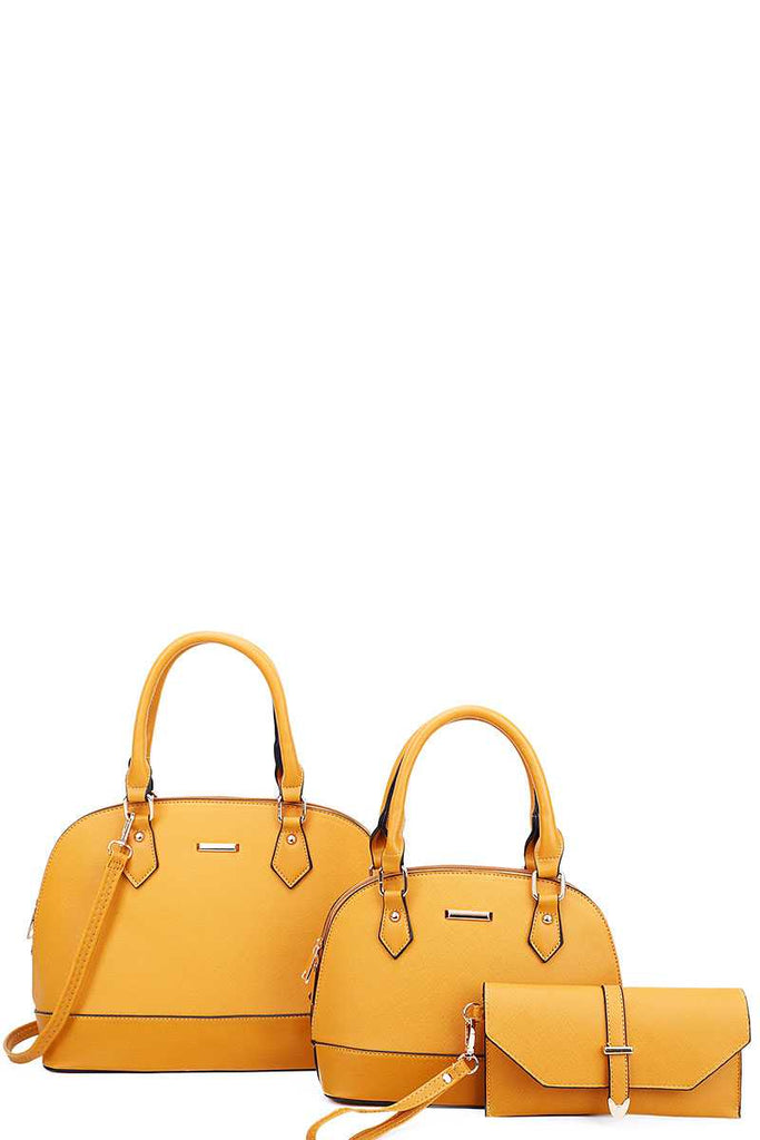 3in1 2 Domed Satchel Bags And Clutch Set