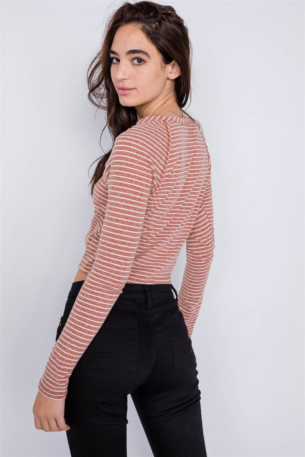 Washed Cotton Front Tie Crop Top