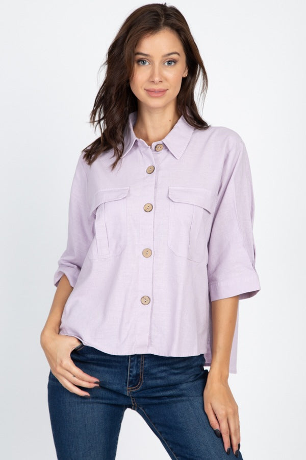 High Low Button Front Shirt