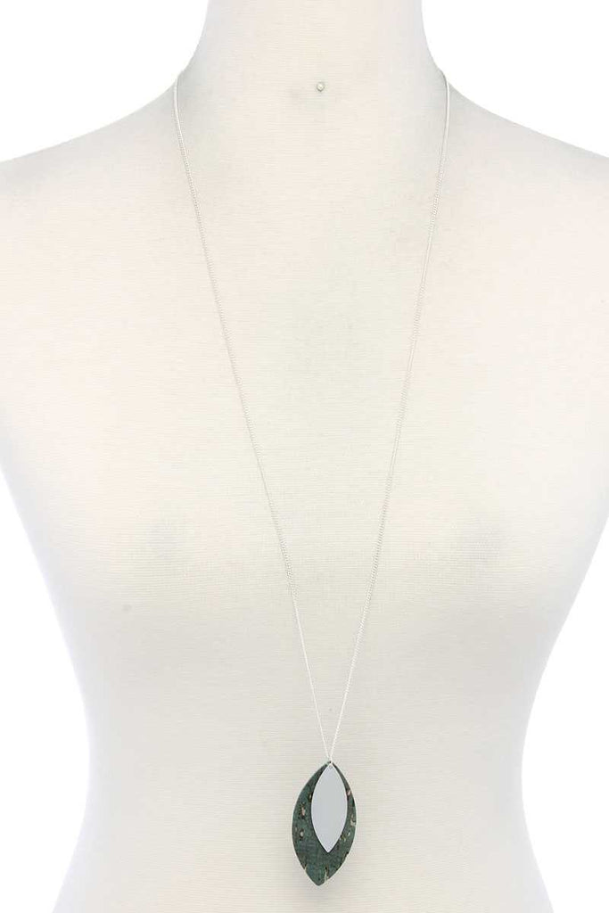 Double Pointed Oval Shape Pendant Necklace