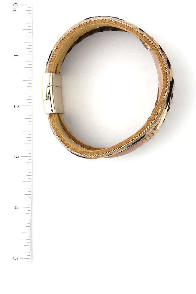 Animal Print Braided Magnetic Bracelet