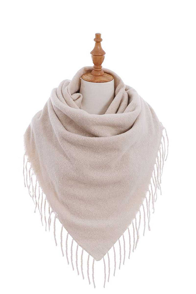 Stylish Solid Color Square Scarf With Fringe