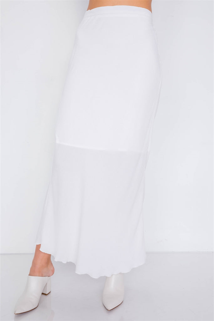 Mini Boho Print Lace Up Crop Top & High-waist Frill Trim Maxi Skirt Set