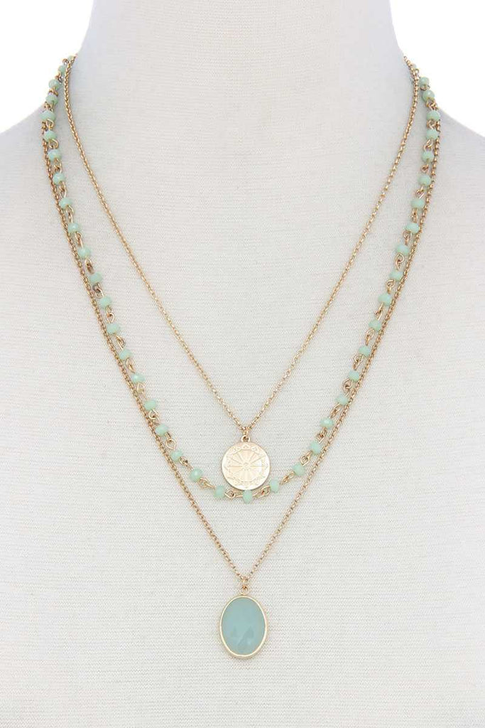 Oval Beaded Layered Necklace
