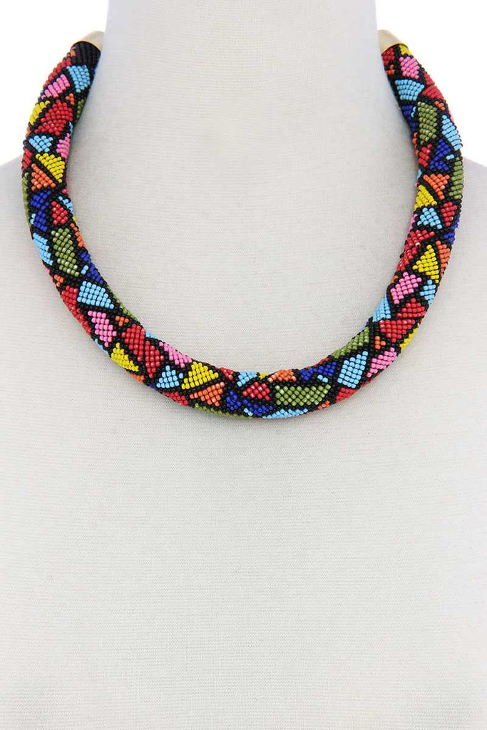 Abstract Pattern Seed Bead Necklace