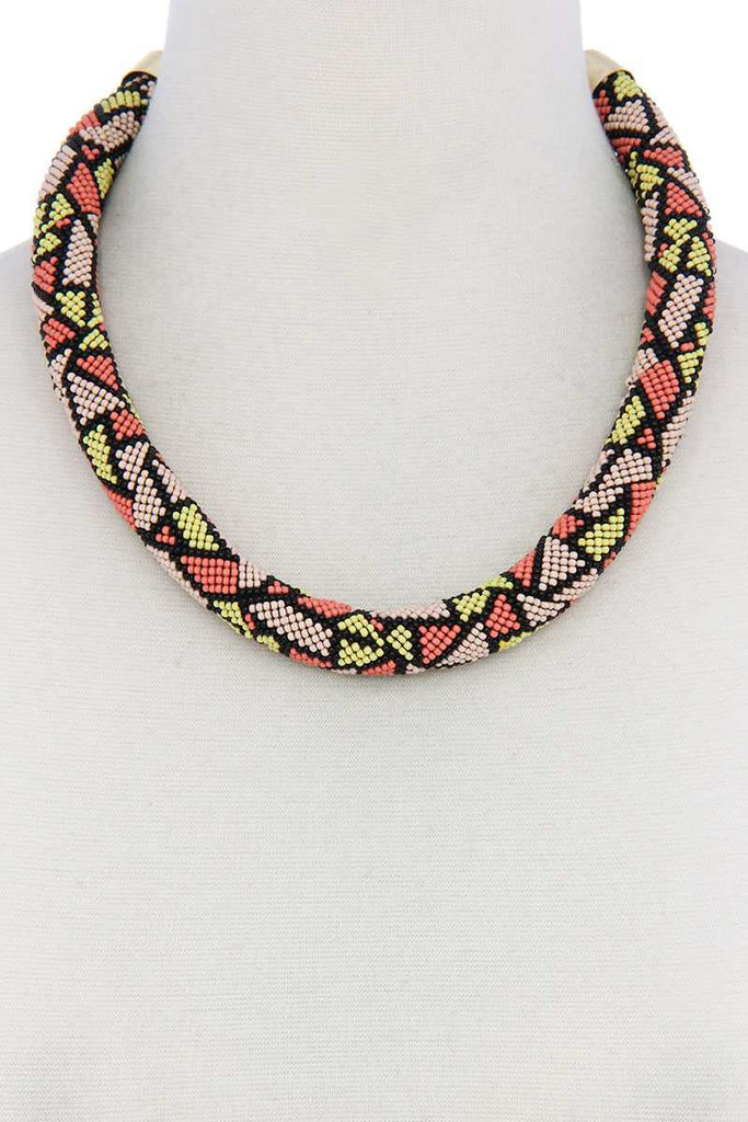 Abstract Pattern Seed Bead Necklace