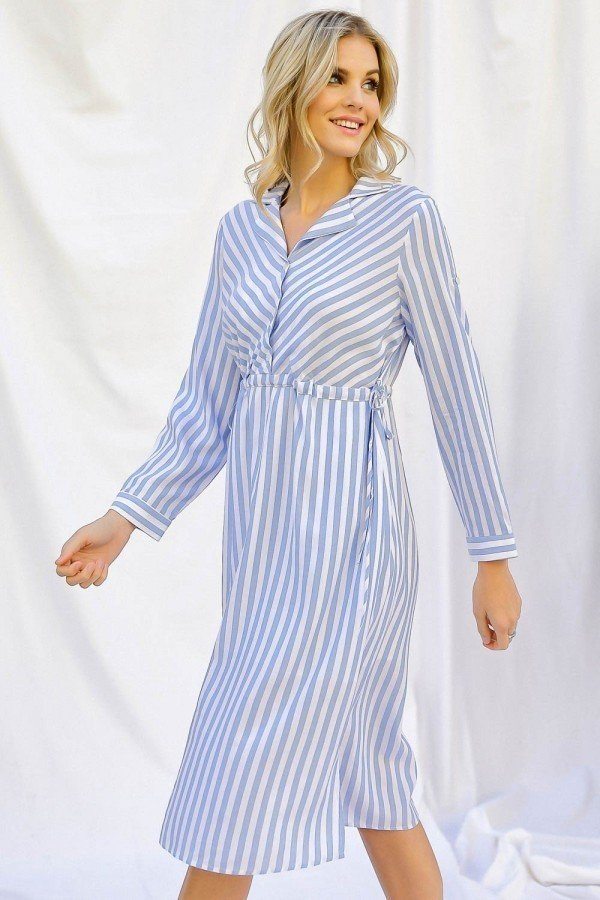 PAIGE Stripe Print  Shirt Midi Dress