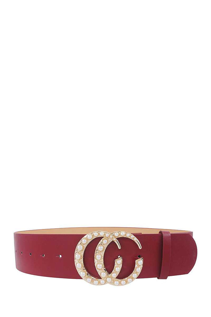 Stylish Pearl Accented Buckle Belt