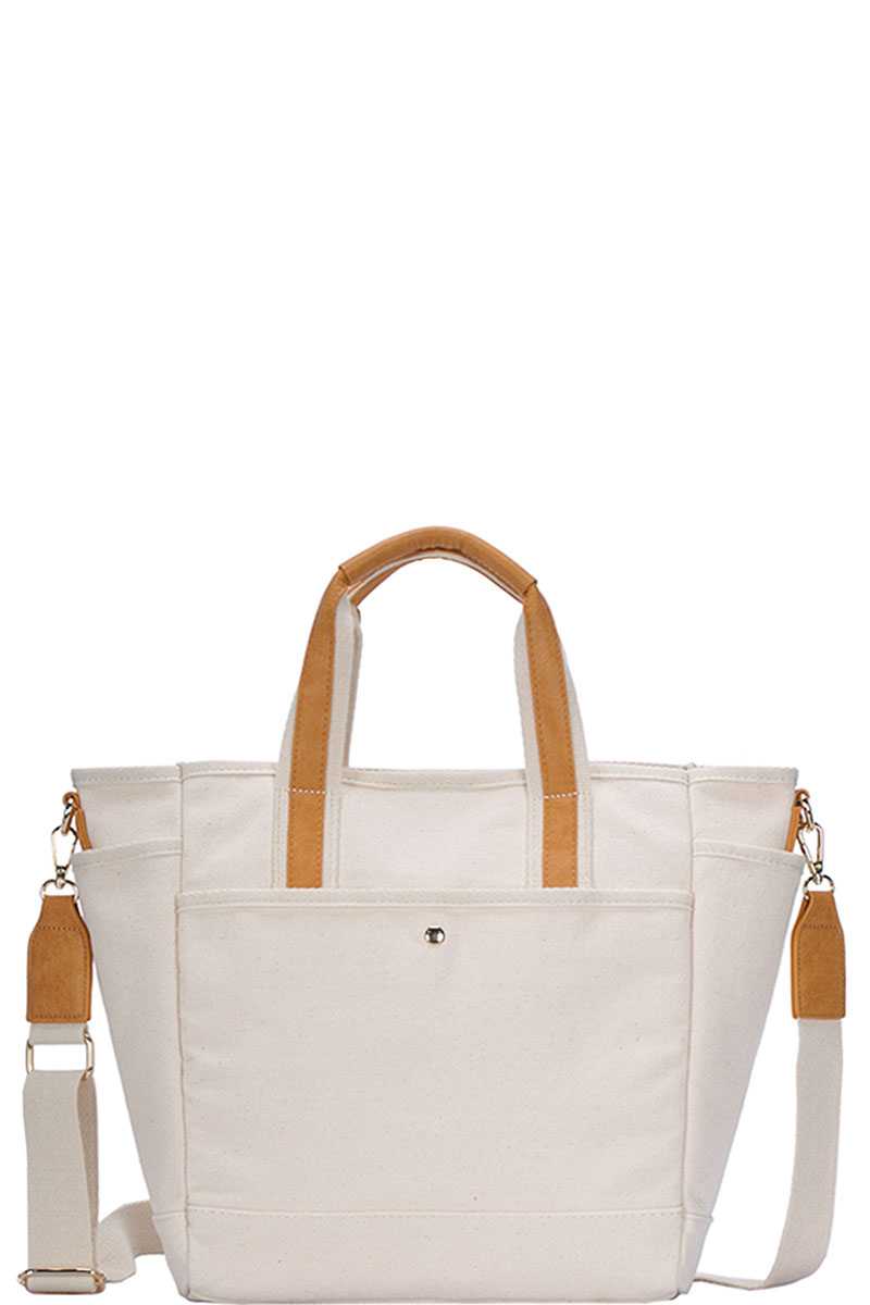 2in1 Designer Canvas Fabric Satchel With Long Strap
