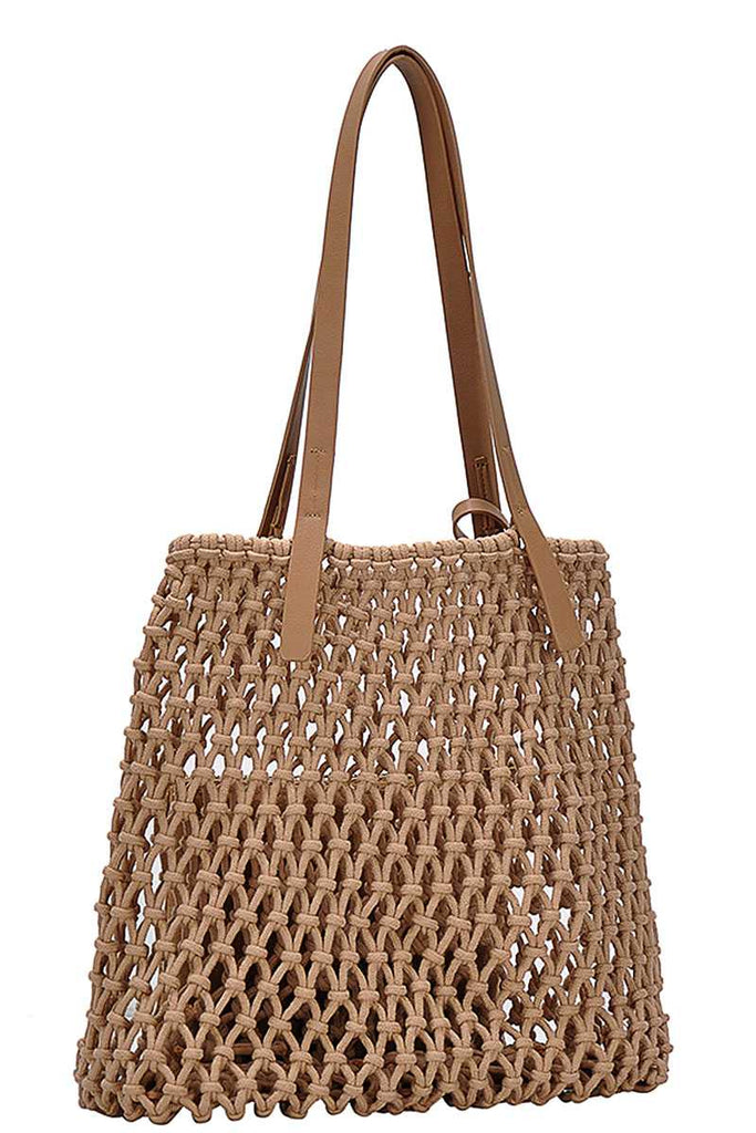 2in1 Modern Chic String Woven Tote Bag