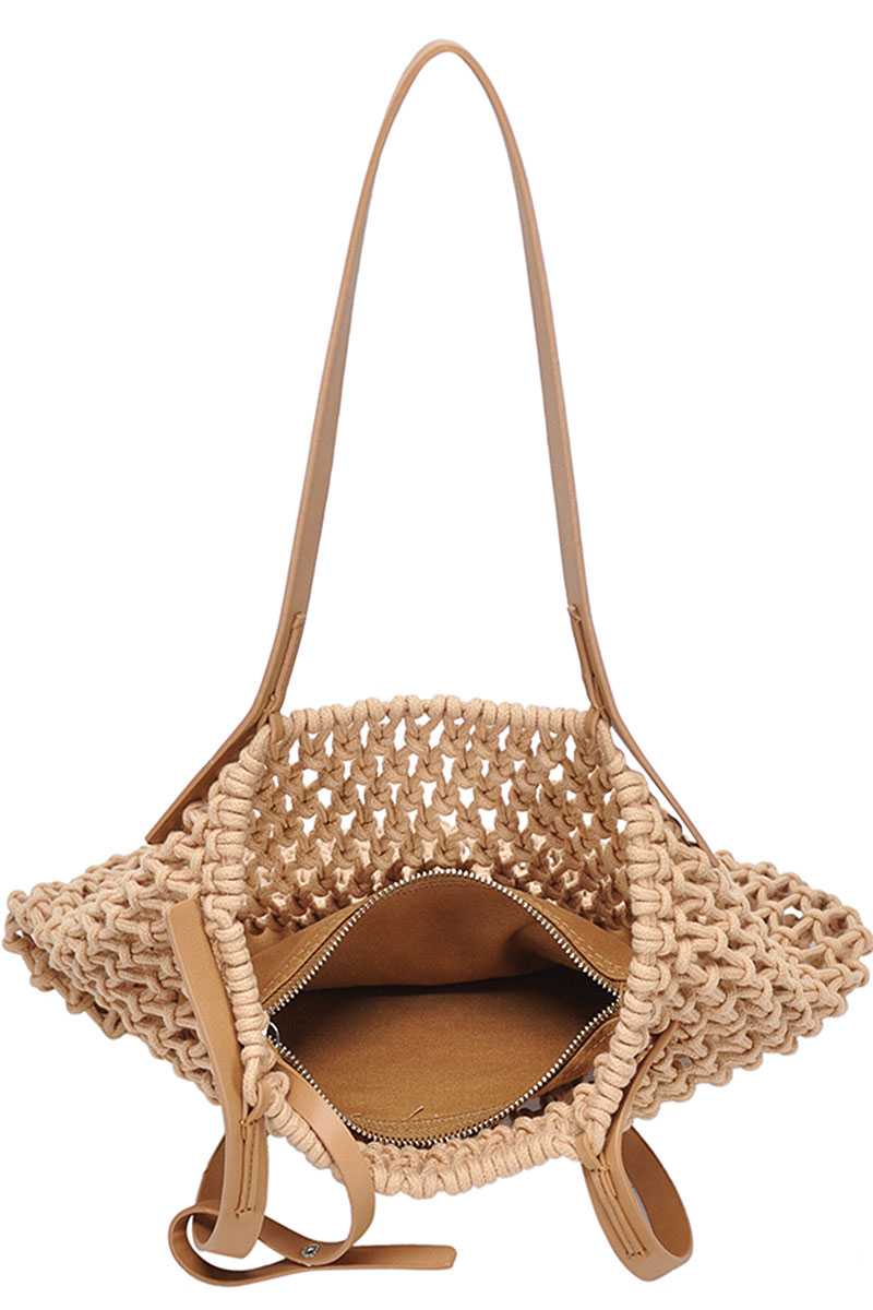 2in1 Modern Chic String Woven Tote Bag