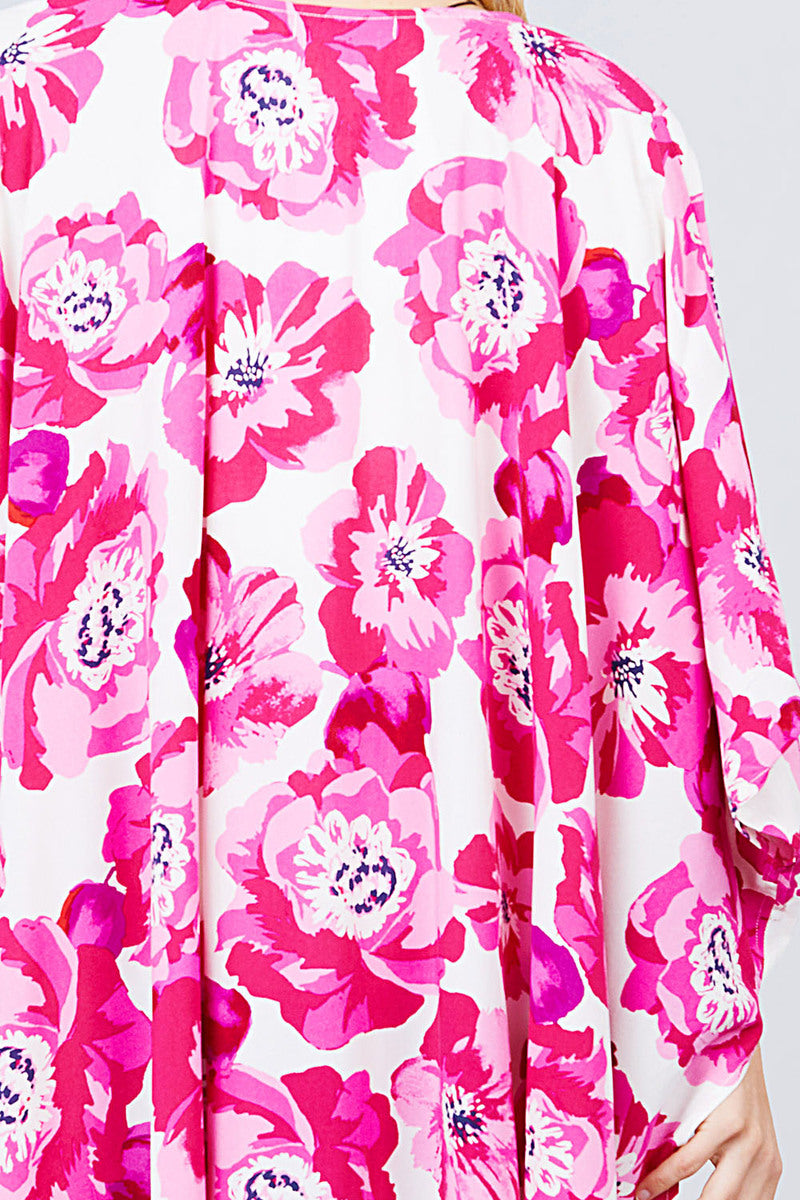 Slide Slit Print Kimono Cardigan