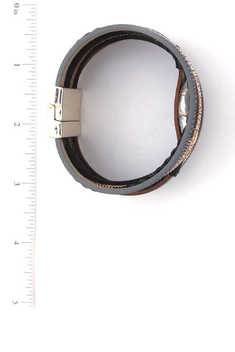 Faux Stone Wired Wrapped Magnetic Bracelet