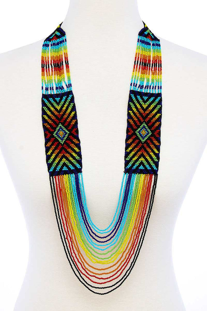 Fashion Multi Bead Ancient Pattern Long Necklace