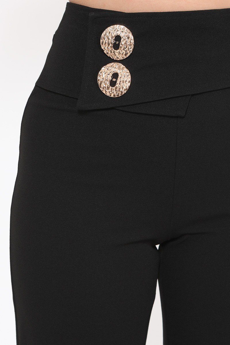 Oversized Button Front Detail Pants
