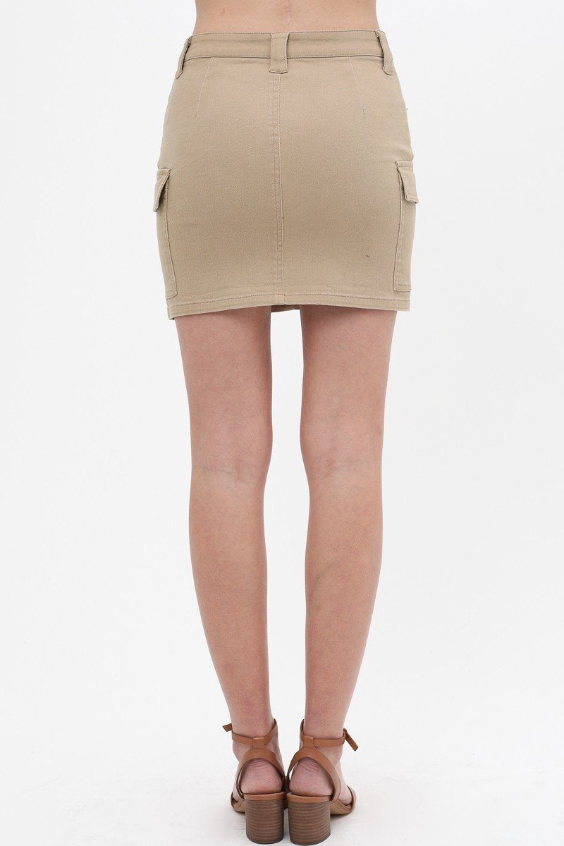 Cargo Cotton Span Mini Skirt