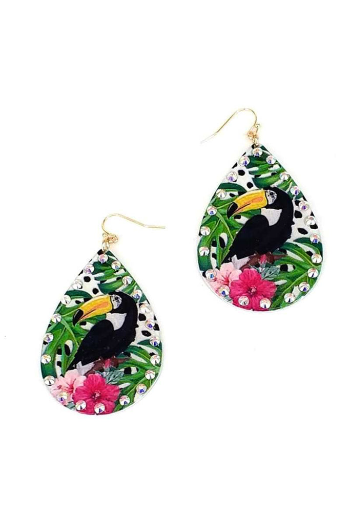Fashion Tropical Bird Print Earring