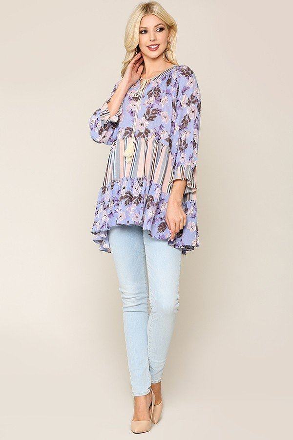 Mix And Match Tassel Tie Peasant Top