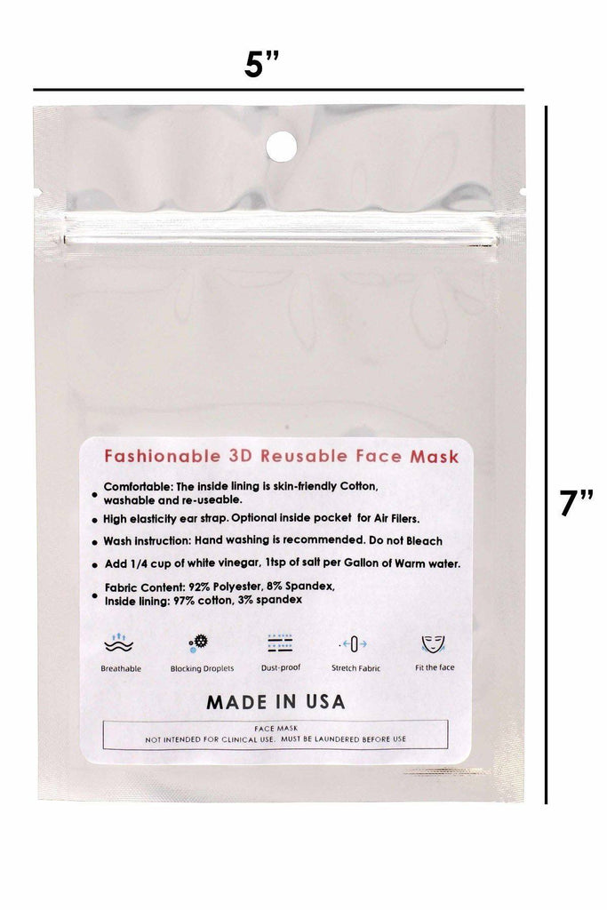 Made In Usa Fashionable 3d Reusable Face Mask
