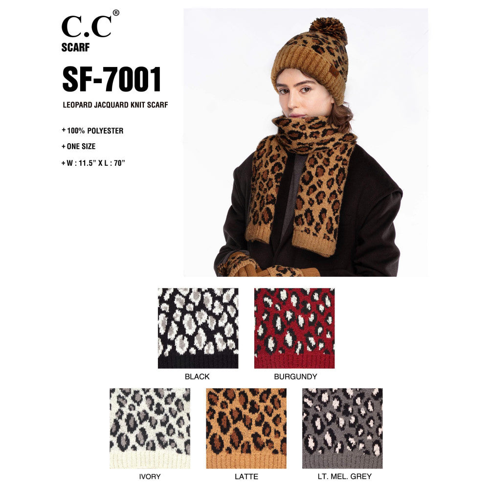 CC SF Leopard Print Jacquard Knit Scarf One fits most
