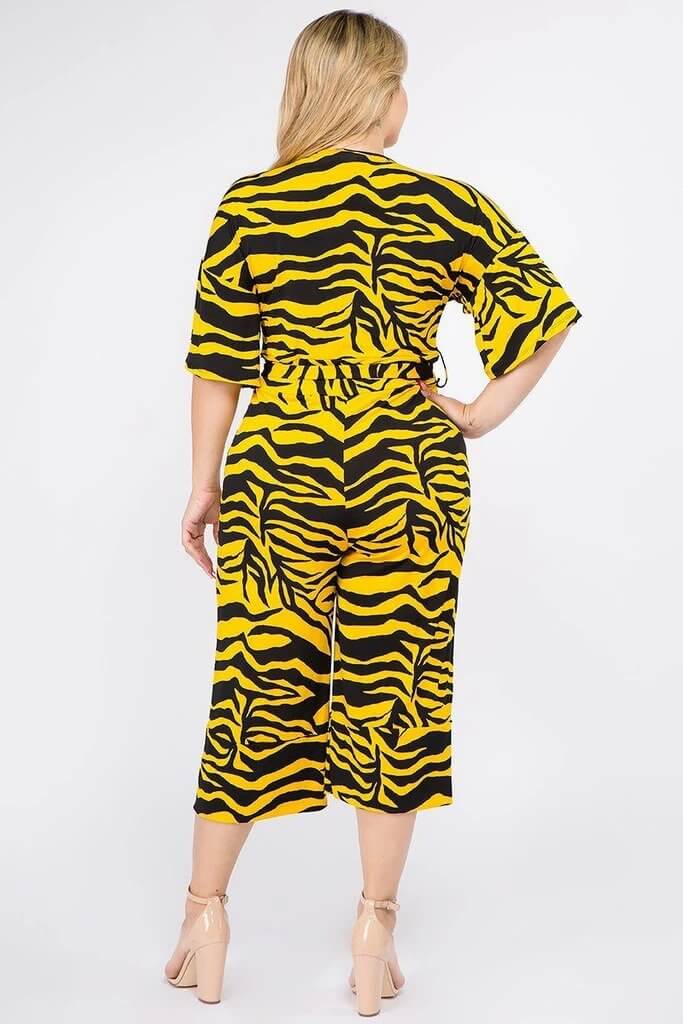 Multi Color Zebra Print Short Sleeve Jumpsuit